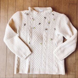 Crewcuts Cable Knit Jeweled Sweater